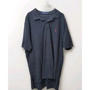 Polo Ralph Lauren Polo Shirt Mens XL Cotton Heather Dark‎ Gray Heavy Cotton